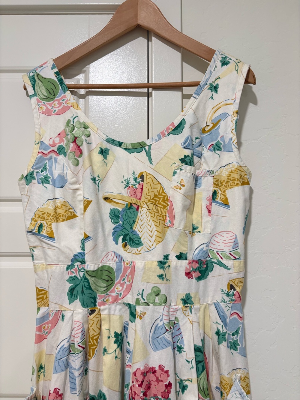 Vintage Karen Alexander Dress with Picnic Floral Print Sz 14 - Picture 2 of 9